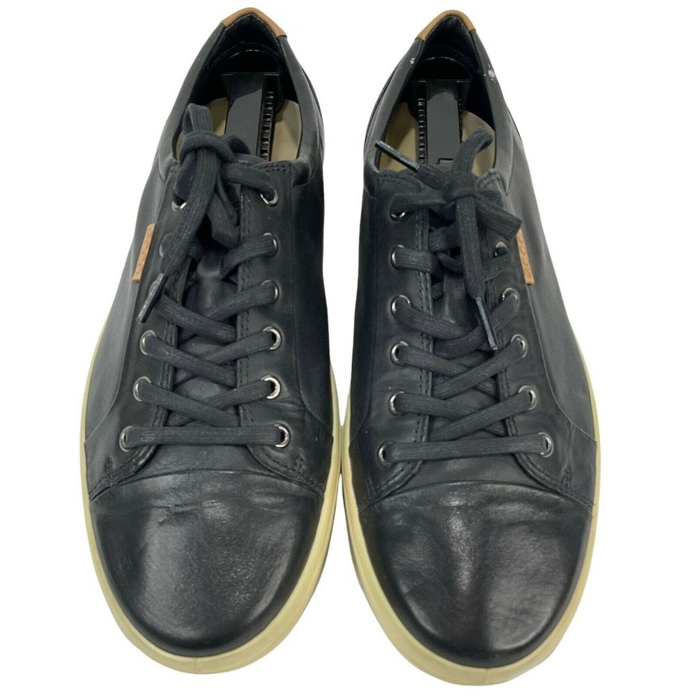 ECCO Shoes Mens Sz 10.5 Black Sneaker Luxury Soft Leather Danish Design Comfort - Picture 3 of 9